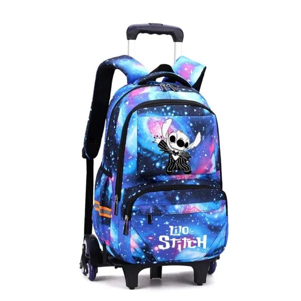 Disney Stitch Rolltasche für die Schule, Trolley-Taschen, Mädchen-Reiserucksack mit Rollen, wasserdicht, große Kapazität, Reise-Schultasche 5