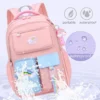 Kinderrucksäcke für Macaron Color Mädchen, Schulbüchertasche für Teenager, niedliche Schultasche mit mehreren Beuteln und Regenbogen-Anhänger 5