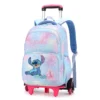 Neue Disney Stitch Rucksack Trolley Tasche mit Rädern Klettern Treppen Rucksack Große Kapazität Wasserdicht Student Schule Tasche Mädchen 2