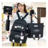 5-teiliges Set mit kostenlosen Anhängern im Waldstil, koreanische Version, lässiger Harajuku-Studentenrucksack für Mädchen mit großer Kapazität 2