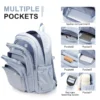 Lässiger Nylon-Rucksack, Rucksack für Damen, Multi-Pocket-Design in Hellblau, langlebig für Schule, Gymnasium und College-Büchertasche