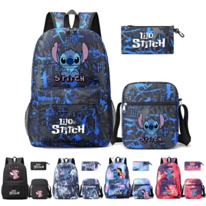 3 Teile/satz Rucksack Lilo und Stitch Schule Taschen für Teenager Mädchen Rucksäcke Frauen Schul Leinwand Rucksack Escolar