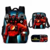 3-teiliges Skibidi Toilet Titan Drillman Schulranzen-Set, Titan Speakerman Print Studentenrucksack, lässiger Rucksack für Jungen und Kinder 4