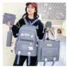 5-teiliges Set mit kostenlosen Anhängern im Waldstil, koreanische Version, lässiger Harajuku-Studentenrucksack für Mädchen mit großer Kapazität 4