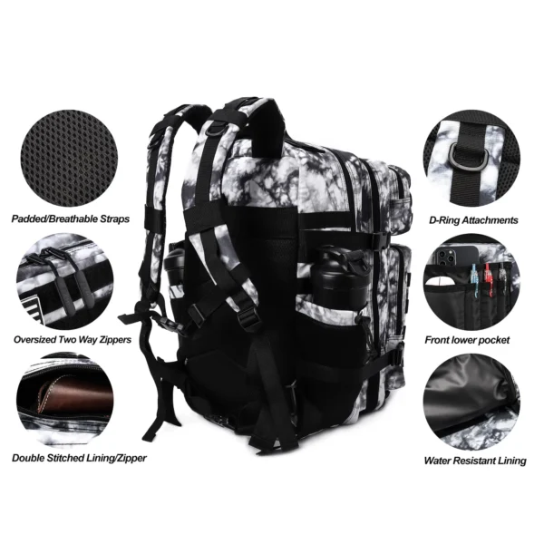 LHI 45L Taktischer Rucksack für Männer und Frauen, große Sportler-Sporttasche, Outdoor-Sport, Wandern, Überleben, Rucksack mit Flaschenhalter 5