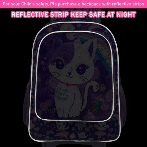 Rollrucksack Mädchen 3-teilig mit Lunchbox & Federmäppchen, Pailletten, leuchtend 6