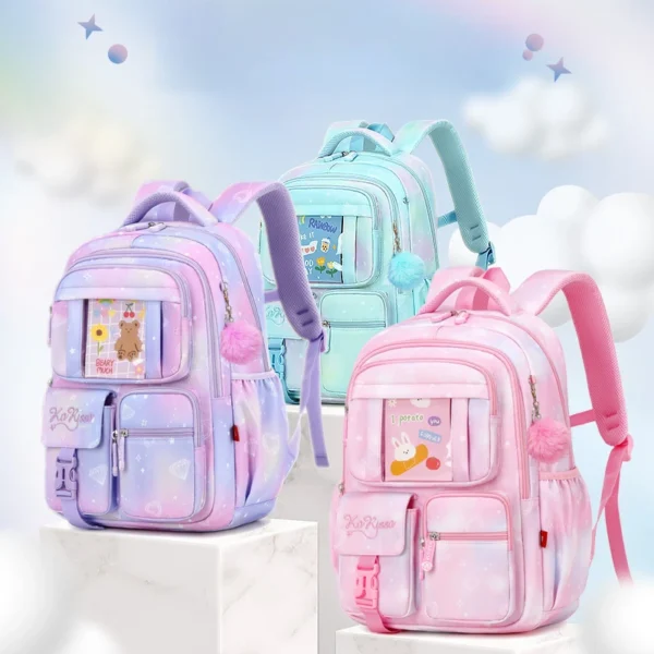 Kinder Schultaschen Mädchen Rosa Prinzessin Orthopädische Rucksäcke Grundschüler Wasserdichte Mädchen Büchertasche Kinder Schulranzen 2