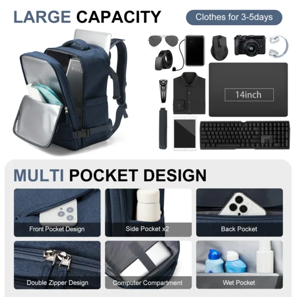 Reiserucksack Kurzstreckenflugzeug Ryanair Kabinentasche 40x20x25 Rucksack Damen Herren Freizeit Schule Laptoptasche Handgepäck 4