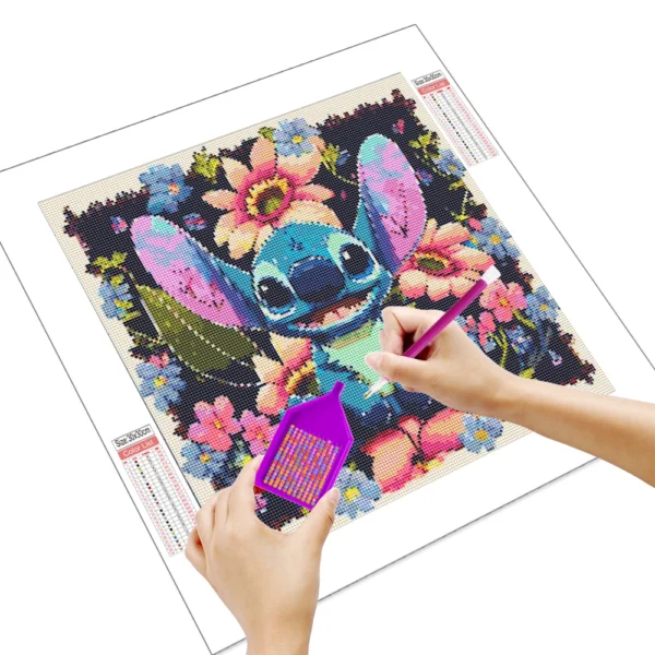 Disney 5D-Diamantgemälde zum Selbermachen, Cartoon-Stich, Blume, voller runder Bohrer, handgefertigtes Mosaik, Heimdekoration, Geschenk für Kinder 3