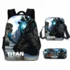 3-teiliges Skibidi Toilet Titan Drillman Schulranzen-Set, Titan Speakerman Print Studentenrucksack, lässiger Rucksack für Jungen und Kinder 3