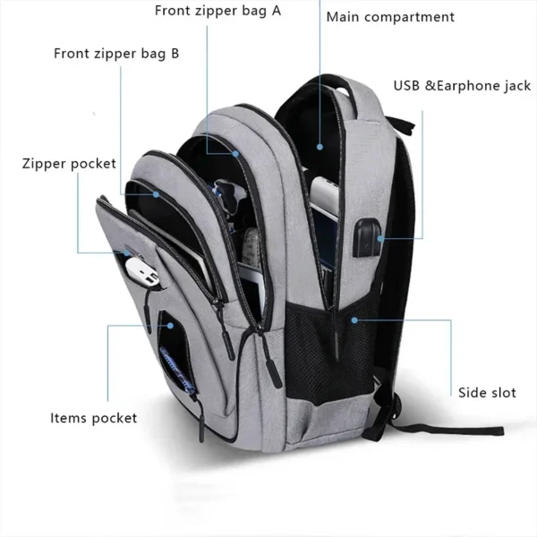 Große Kapazität Rucksack Männer Laptop Rucksäcke 15,6 Oxford Schwarz Solide Hohe Schule Taschen Teen College Boy Gril Student Rucksack 6