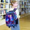 4 Stück Rollrucksack für Mädchen, Kinder-Schulrucksack mit Katzenrollerrädern und Lunchtasche, Schultasche mit Rollen für Kleinkinder, Grundschule 4