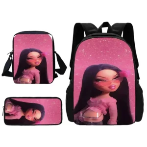 3-teiliges Set für B-Bratzs Puppe, Kinder-Schulrucksack mit Umhängetasche, Bleistiftbeutel, Schultaschen für Jungen und Mädchen, bestes Geschenk