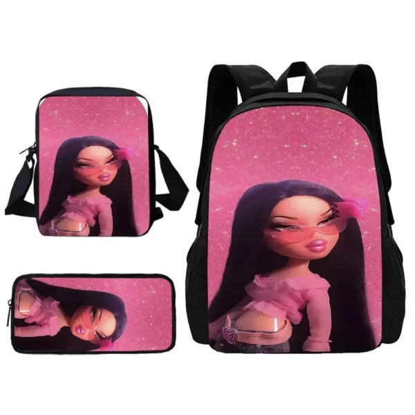 3-teiliges Set für B-Bratzs Puppe, Kinder-Schulrucksack mit Umhängetasche, Bleistiftbeutel, Schultaschen für Jungen und Mädchen, bestes Geschenk