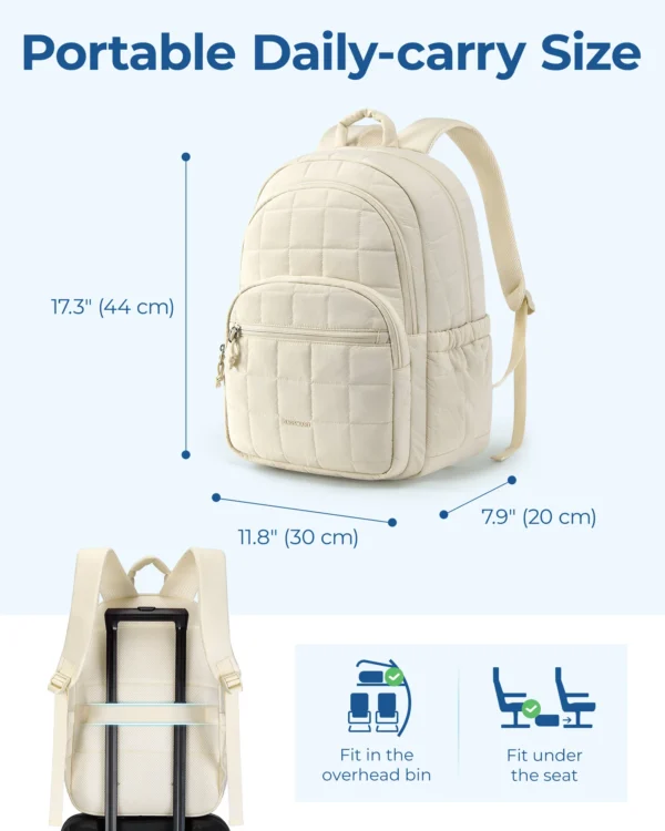 BAGSMART Laptop-Taschen, College-Freizeitrucksack für Damen, gesteppt, klein, Computer-Büchertasche, wasserabweisend, 15,6 Zoll Notebook-Tasche 4