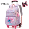 Disney Stitch Print Räder Schultaschen Mädchen Rucksäcke mit Rad Trolley Gepäck Rucksack mit Rollen Wasserdichte Schultaschen Geschenk 5