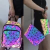 Mode frauen leuchtende Rucksack PVC holographische geometrische Schule Taschen Für Teenager Mädchen Bagpack mochila feminina Reise Sollte 4