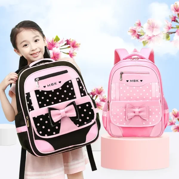 Koreanische Version Japanische Grundschule Student Rucksack Bogen Kinder Welle Punkt Mädchen Ergonomisches Design Schützt Die Wirbelsäule 2