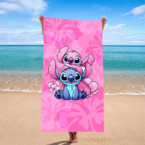 MINISO Disney Stitch Strandtuch, Mikrofaser, schnell trocknend, saugfähig, für Yoga, Reisen, Schwimmen, Fitness, Camping, Geschenk, Valentinstag, Sommer, unverzichtbar 5