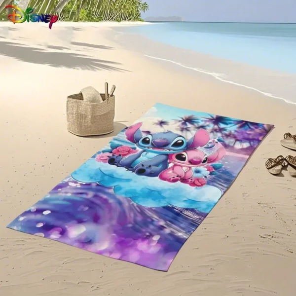 MINISO Disney Stitch Strandtuch, groß, für 2 Personen, schnell trocknendes Mikrofaser-Badetuch, Sommer-Pool, Strand, Geschenk für Kinder, Disney-Fans 2