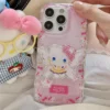 Koreanischer süßer rosa Engel Sexy Hello Kitty glänzende Handyhülle für iPhone 17, Air 13, 14, 15, 16, 17 Pro Max, Y2K, rosa Abdeckung mit Halterung