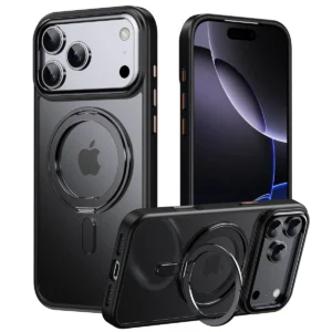 360 °   Rotierender Ständer, magnetische Hülle für iPhone 17, 16, 15, 14, 13, 12, 11 Pro Max Plus 17 Air 16e Premium-Metallknopf-Klapphalterung