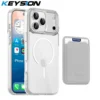 KEYSION Magnetische PU-Kartenhalter-Tasche, Handyhülle für MagSafe für iPhone 17 Pro Max 17 Air, transparentes TPU + PC, stoßfeste Rückseite