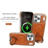 Premium-Business-Leder mit drehbarem Metallständer, magnetische Magsafe-Hülle für iPhone 17, 16, 15, 14, 13, 12, 11, Pro Max Plus 17Air 16e