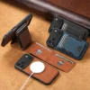 SUTENI Magnet-Kartenhalter für kabelloses Laden, Ständer, luxuriöse Kunstleder-Handyhülle für iPhone 17 Pro Max 16 Plus 15 14 13 12 2