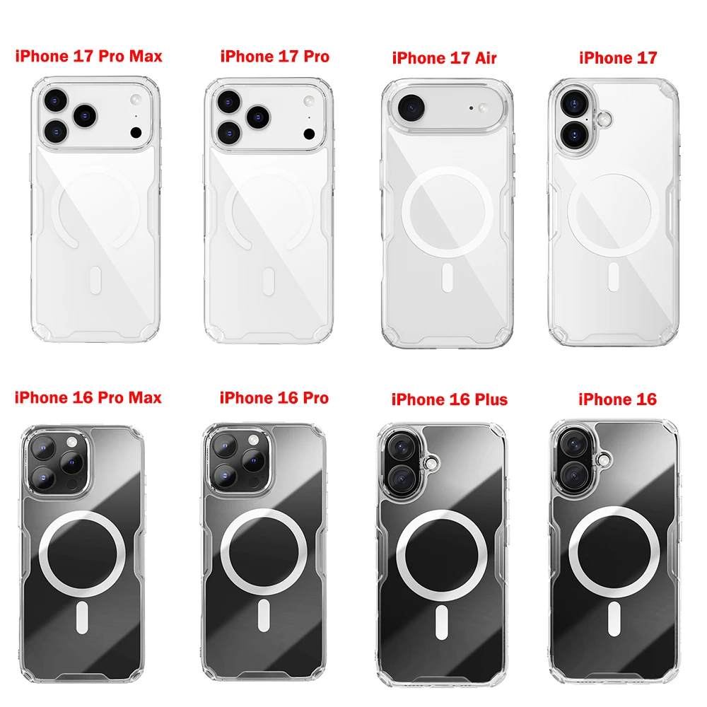 NILLKIN für IPhone 17 Pro Max 16 Pro Max 17 Air 15 Pro 14 Pro Max 14 Pro MagSafe magnetische transparente weiche Silikon-Handyhülle 2
