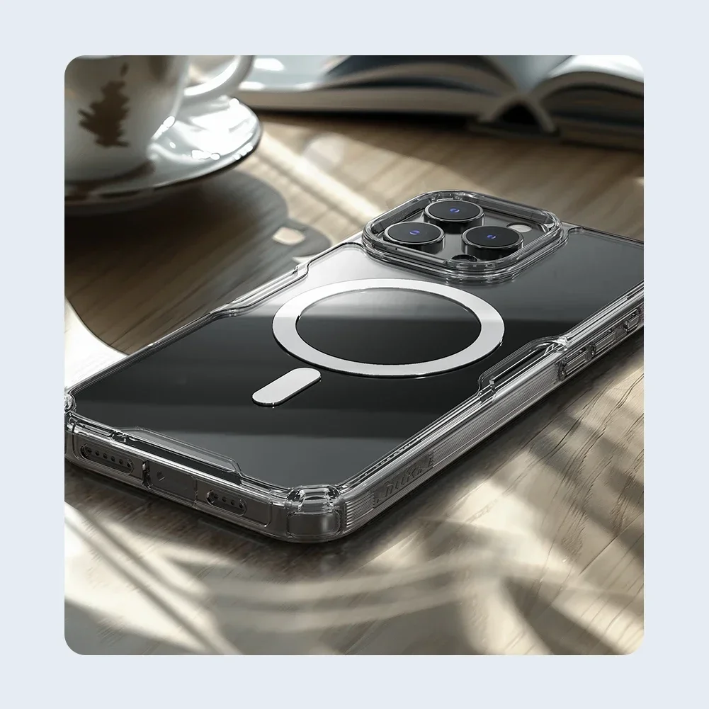 NILLKIN für IPhone 17 Pro Max 16 Pro Max 17 Air 15 Pro 14 Pro Max 14 Pro MagSafe magnetische transparente weiche Silikon-Handyhülle 4