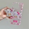 Koreanischer süßer rosa Engel Sexy Hello Kitty glänzende Handyhülle für iPhone 17, Air 13, 14, 15, 16, 17 Pro Max, Y2K, rosa Abdeckung mit Halterung 5