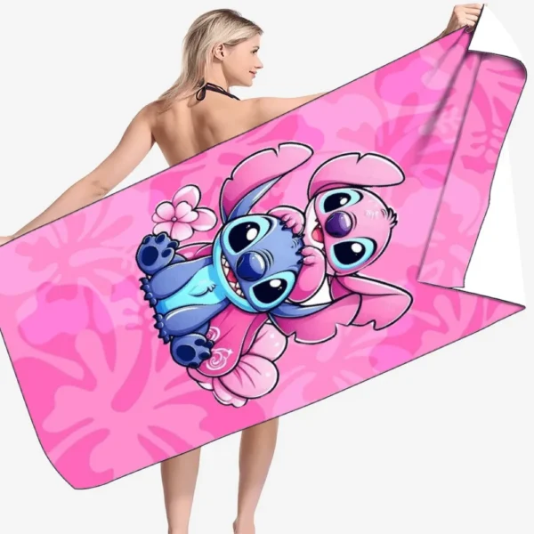 MINISO Disney Stitch Strandtuch, Mikrofaser, schnell trocknend, saugfähig, für Yoga, Reisen, Schwimmen, Fitness, Camping, Geschenk, Valentinstag, Sommer, unverzichtbar 2