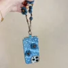 Kawaii Blume Denim Handyhülle für iPhone 17 16 Pro 17 Air 13 14 15 16 17 Pro Max Cover mit Handseil Lanyard stoßfeste Hülle 2