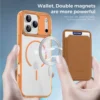 KEYSION Magnetische PU-Kartenhalter-Tasche, Handyhülle für MagSafe für iPhone 17 Pro Max 17 Air, transparentes TPU + PC, stoßfeste Rückseite 2