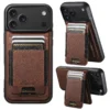 SUTENI Magnet-Kartenhalter für kabelloses Laden, Ständer, luxuriöse Kunstleder-Handyhülle für iPhone 17 Pro Max 16 Plus 15 14 13 12
