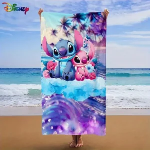 MINISO Disney Stitch Strandtuch, groß, für 2 Personen, schnell trocknendes Mikrofaser-Badetuch, Sommer-Pool, Strand, Geschenk für Kinder, Disney-Fans