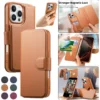 2-in-1 magnetische Leder-Geldbörsen-Handyhülle für iPhone 17 Air 16E 16 Pro Max 15 Plus 14 13 12 Handgelenkschlaufe Kartenfächer Abdeckung Hoesje