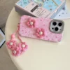 Kawaii Blume Denim Handyhülle für iPhone 17 16 Pro 17 Air 13 14 15 16 17 Pro Max Cover mit Handseil Lanyard stoßfeste Hülle 4