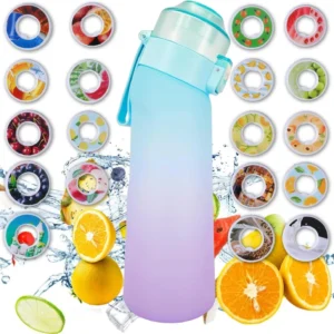 650 ml Sport-Luft-Wasserflasche, BPA-frei, Fruchtduft-Pads, Luftgeschmackskappen, auslaufsicherer Sport-Wasserbecher für Outdoor-Lauf-Fitnessstudio