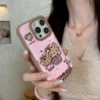 Niedliche Leopardenmuster-Schleife, schwarze Hello Kitty-Leder-Handyhülle für iPhone 17, Air 15, 14, 16, 17, Pro Max 13, Y2K, stoßfeste Abdeckung 3
