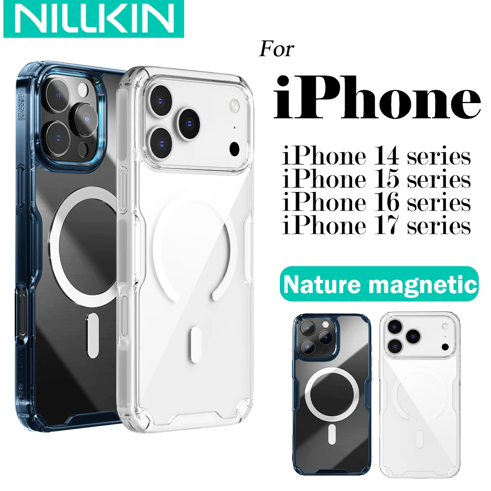NILLKIN für IPhone 17 Pro Max 16 Pro Max 17 Air 15 Pro 14 Pro Max 14 Pro MagSafe magnetische transparente weiche Silikon-Handyhülle