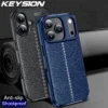 KEYSION stoßfeste Hülle für iPhone 17 Pro Max, weiches Silikon, Leder, Textur, Business-Stil, Rückseite für iPhone 17/17 Air