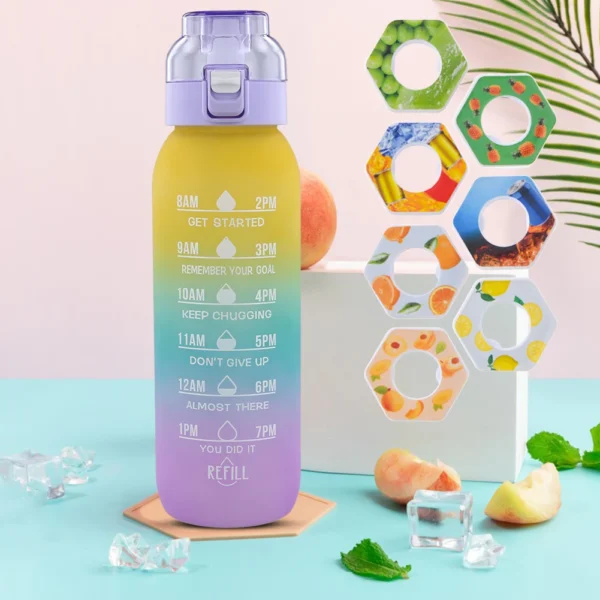 1000 ml Duft riechende Wasserflasche, tragbare Luft-Water-Up-Flasche, Duft-Strohhalm-Wasserbecher mit 1/7-Geschmackspad für Outdoor-Sportarten 2