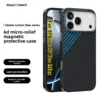 Für IPhone 17 Pro Max 17 Air Fall Carbon Faser Abstrakte Geometrische MagSafe Abdeckung Magnetische Lade Shell Kamera Legierung Rüstung funda