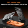 Handyhülle mit magnetischer drehbarer Halterung für iPhone 17 Pro Max 17 Air 17 Pro, mattiertes transparentes PC + TPU-Ringständer auf der Rückseite 5