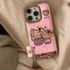 Niedliche Leopardenmuster-Schleife, schwarze Hello Kitty-Leder-Handyhülle für iPhone 17, Air 15, 14, 16, 17, Pro Max 13, Y2K, stoßfeste Abdeckung