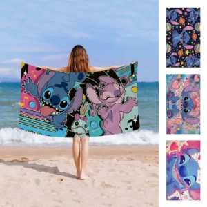 Modisches Badetuch S-StitchS-S, Mikrofaser, weich, wasserabsorbierend, atmungsaktiv, für Mädchen und Kinder, dekoratives Cartoon-Strandtuch