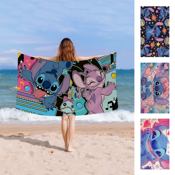 Modisches Badetuch S-StitchS-S, Mikrofaser, weich, wasserabsorbierend, atmungsaktiv, für Mädchen und Kinder, dekoratives Cartoon-Strandtuch