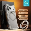 Eary für iPhone 17 Pro Max Air Handyhülle Echtleder Magsafe Rahmenlose Hülle mit 360° ° Drehbare Anti-Drop-Abdeckung mit magnetischem Ständer